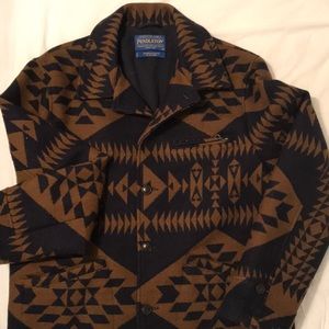 Pendleton Wool Coat In Navy and Brown, Men’s  L